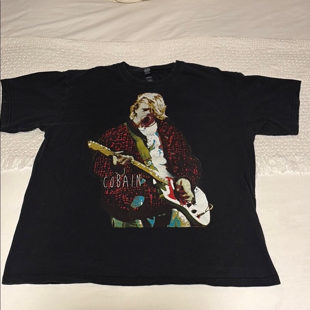 Black Graphic Band Tee - Cobain Print